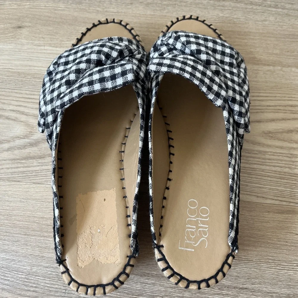 Franco Sarto Patrice Gingham Espadrille Wedge Sandals‎ Cottagecore Coastal 7.5M